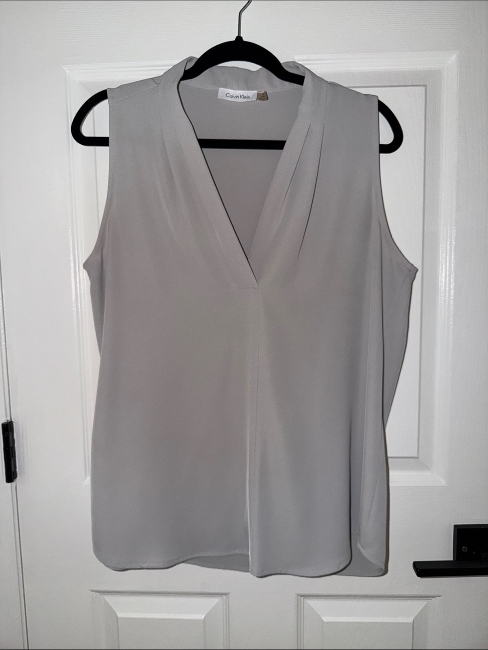 Calvin Klein Light Gray V-Neck Sleeveless Blouse